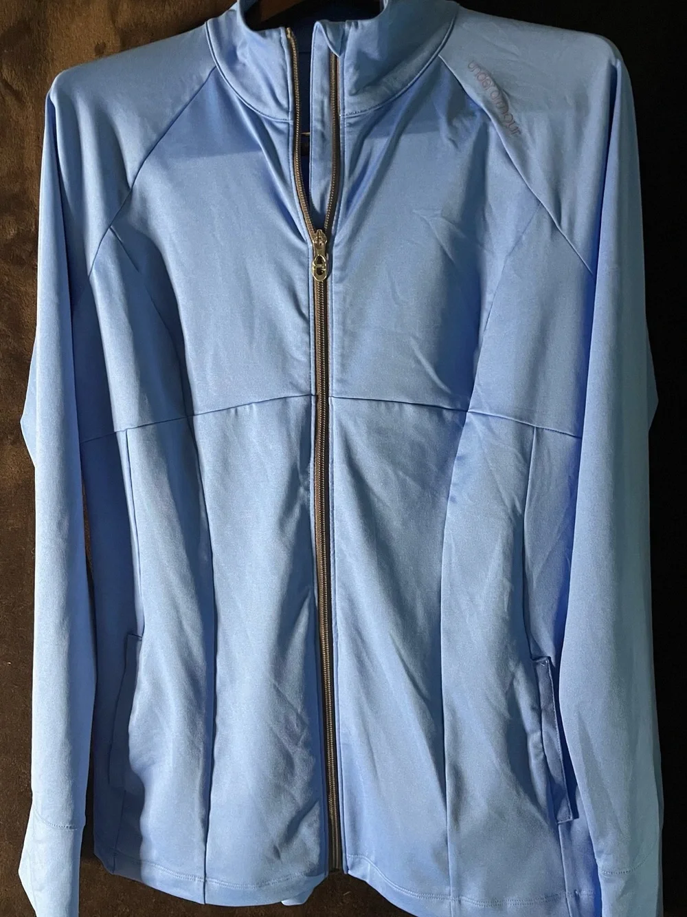 Under Armour Light Blue Women's Zip-Front Long Sleeve Size-Large
